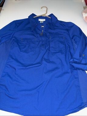 C.D. Daniels Women's Royal Blue Quarter-Zip Button Sleeve Blouse